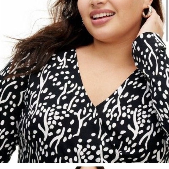 Women's Long Sleeve Midi Sea Spots Black Wrap Dress - DVF XXL - Picture 2 of 3